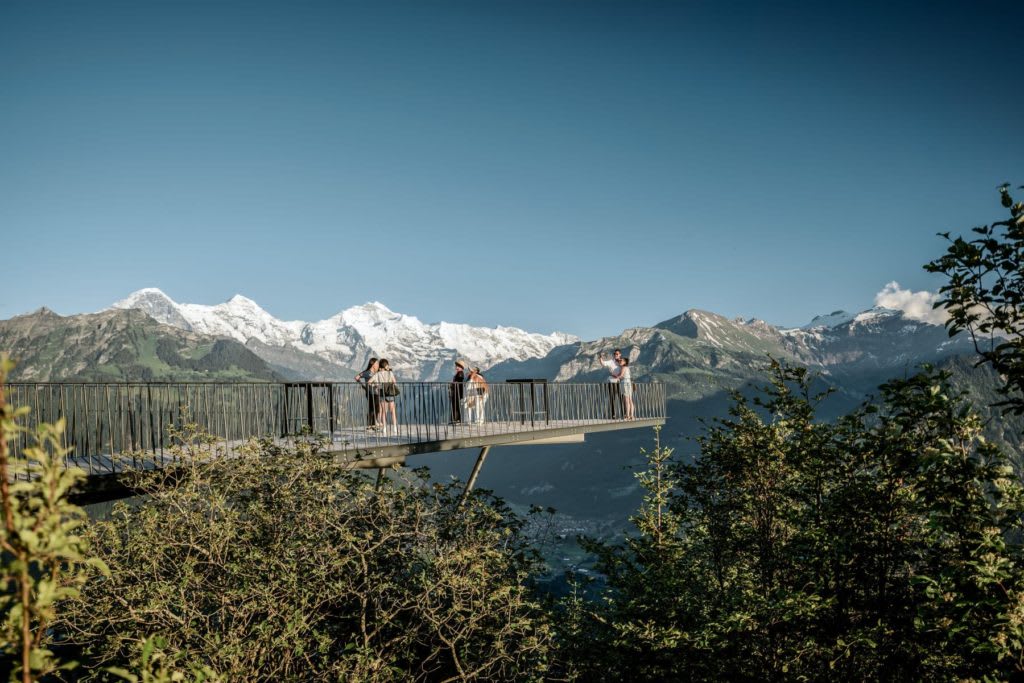 Hiking up on Harder Kulm, a free activity around Interlaken