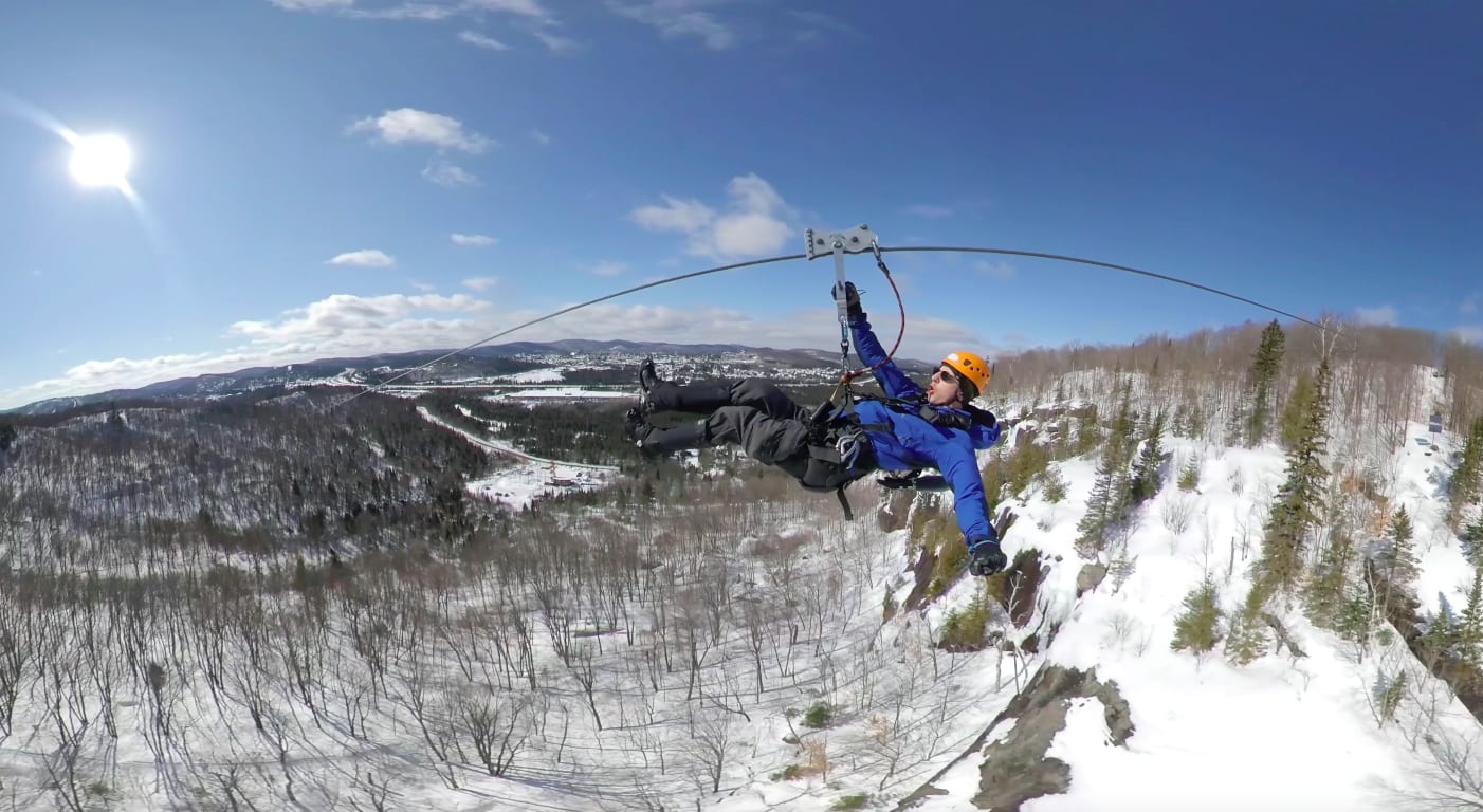 Winter-Zipline in den Laurentiden