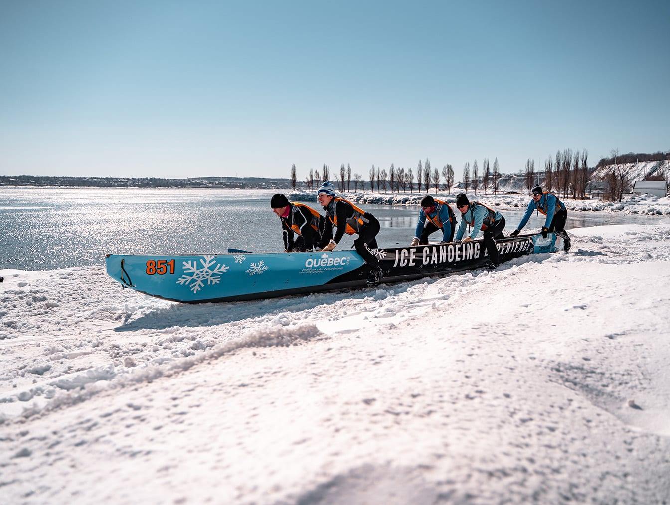 Piragüismo sobre hielo en Quebec