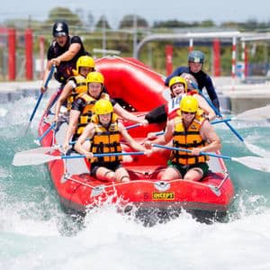 Whitewater river rafting in Vector Wero Whitewater Park, Auckland, New Zealand.