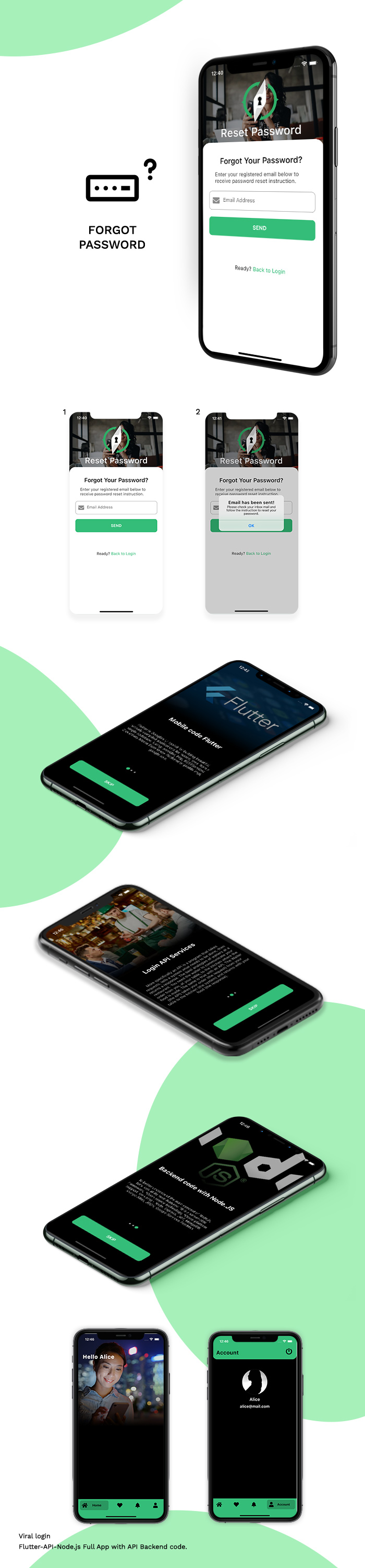 Viral login Flutter-API-Node.js Full App with API Backend code. - 2