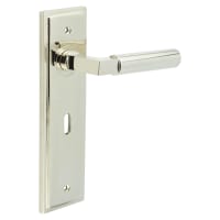 Burlington by Frelan Polished Nickel Fire Rated Keyhole Lock Door Handles - Westminster - 200 x 55mm