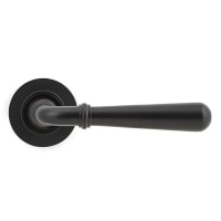 From The Anvil Aged Bronze Door Handles on Round Screw On Rose - Newbury Range