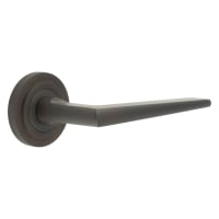 Burlington by Frelan Dark Bronze Fire Rated Door Handles on Round Stepped Rose - Mayfair Range