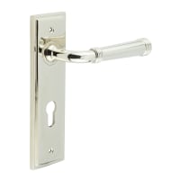 Burlington by Frelan Polished Nickel Fire Rated DIN Euro Lock Door Handles - Highgate - 200 x 55mm