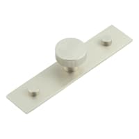 Hoxton by Frelan Thaxted Lines Round Cabinet Knob on Plain Backplate - 30mm Diameter - Satin Nickel