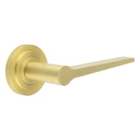 Burlington by Frelan Satin Brass Fire Rated Door Handles on Round Stepped Rose - Knightsbridge Range