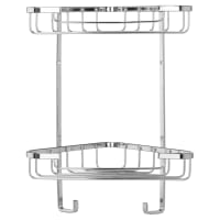 Croydex Wirework Small Corner Shower Basket - Two Tier - 285 x 230 x 135mm - Mild Steel