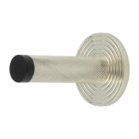 Burlington by Frelan Knurled Projection Door Stop on Reeded Rose - 76mm Projection - Polished Nickel