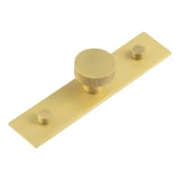 Hoxton by Frelan Thaxted Lines Round Cabinet Knob on Plain Backplate - 30mm Diameter - Satin Brass