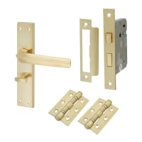 Altro Satin Brass Bathroom Lock Door Handles Pack - Norley Range