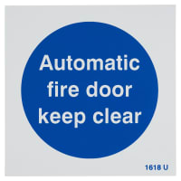 Altro Automatic Fire Door Keep Clear Door Sign - 100 x 100mm - Rigid Plastic