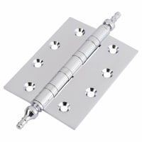 Finial Washered Butt Door Hinge - 100 x 75 x 2mm - Polished Chrome - Pair