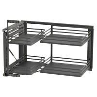 Emuca Titane Mec Corner Pull Out Organiser - Cabinet Width 864 - 964mm - Anthracite Grey