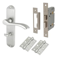 Touchpoint Satin Chrome Scroll Bathroom Lock Door Handles Pack - Ancona Range
