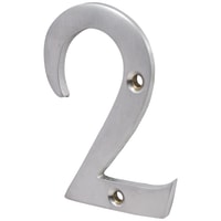 76mm Screw Fix Door Numeral - 2 - Satin Chrome