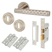 Altro Satin Nickel Honeycomb 3 Lever Sashlock Door Handles on Rose Pack - Cara Range
