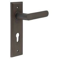 Burlington by Frelan Dark Bronze Fire Rated DIN Euro Lock Door Handles - Kensington - 200 x 55mm