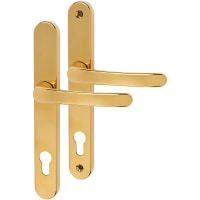 TSS uPVC Multipoint Door Handle - 210mm Bolt c/c - 92mm c/c - Polished Brass