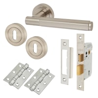 Altro Satin Nickel Hexagonal 3 Lever Sashlock Door Handles on Rose Pack - Juno Range