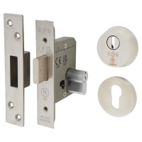 Eurospec BS3621 Easi-T Euro Profile Deadlock & Double Cylinder - 78mm Case - 57mm Backset - Satin Stainless