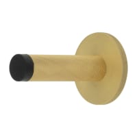 Burlington by Frelan Knurled Projection Door Stop on Knurled Rose - 76mm Projection - Satin Brass