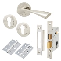 Touchpoint Polished Nickel Euro Lock Door Handles on Rose Pack - Ariel Range