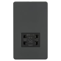 Knightsbridge 115/230V Screwless Flat Plate Dual Voltage Shaver Socket - Anthracite & Black Insert