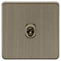 Knightsbridge 10AX 1 Gang Screwless Flat Plate Intermediate Toggle Light Switch - Antique Brass