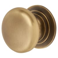 Alexander & Wilks Waltz Round Cabinet Knob on Stepped Rose - 38mm Diameter - Antique Brass