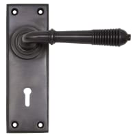 From The Anvil Aged Bronze Reeded Keyhole Lock Door Handles - 152 x 50mm