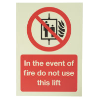 Altro Photoluminescent In The Event Of A Fire Do Not Use Lift Sign - 148 x 210mm - Rigid Plastic