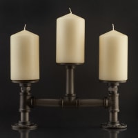 Altro 3/4 Inch Pipe Triple Candle Holder - Grey