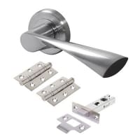 Altro Satin/Polished Chrome Latch Door Handles on Rose Pack - Knightsbridge Range