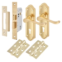 Altro Polished Brass Scroll 3 Lever Sashlock Door Handles Pack - Ashmead Range