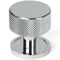 From The Anvil Brompton Knurled Round Cabinet Knob - 32mm Diameter - Polished Chrome