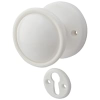 Touchpoint White Plastic Mortice/Rim Door Knob with Escutcheon - 51mm Rose Diameter