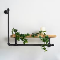 Altro 3/4 Inch L Shaped Pipe Shelf Kit - Black