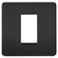Knightsbridge 1 Gang 1 Module Euro Screwless Faceplate - Matt Black