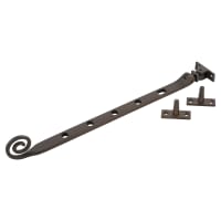 Hampstead Open Curl Casement Window Stay - 12 Inch/300mm Length - Soft Antique Bronze