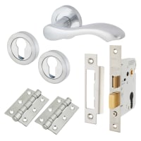 Touchpoint Satin Chrome Scroll Euro Lock Door Handles on Rose Pack - Scarlett Range