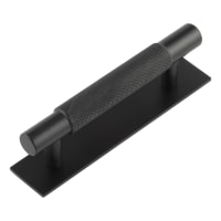 Hoxton by Frelan Taplow 18mm Knurled T-Bar Cabinet Pull Handle on Plain Backplate - 96mm c/c - Black