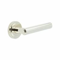 Burlington by Frelan Polished Nickel Fire Rated Door Handles on Round Stepped Rose - Richmond Range