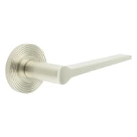Burlington by Frelan Satin Nickel Fire Rated Door Handles on Round Reeded Rose - Knightsbridge Range
