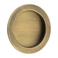 Burlington by Frelan Round Flush Pull Handle - 75mm Diameter - Antique Brass
