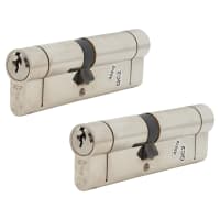 TSS TS007 1 Star 6 Pin 100mm Euro Double Cylinder - 45 + 55mm - Polished Chrome - Keyed Alike