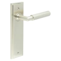 Burlington by Frelan Satin Nickel Fire Rated Latch Door Handles - Piccadilly - 200 x 55mm