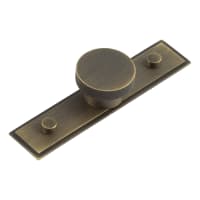 Hoxton by Frelan Wenlock Knurled Round Cabinet Knob on Stepped Backplate - 40mm Diameter - Antique Brass