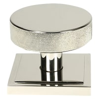 From The Anvil Brompton Polished Nickel Round Knurled Centre Door Knob on Square Rose - 90 x 90mm Rose