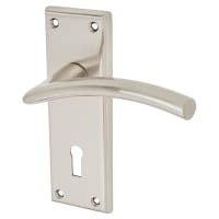 Serozzetta by Carlisle Brass Satin Nickel Keyhole Lock Door Handles - Trenta Range - 150 x 50mm